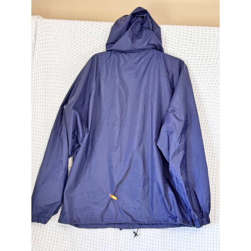 JanSport Nylon Rain Windbreaker Jacket Hooded Zip Front Navy Blue‎ Large - Picture 4 of 5